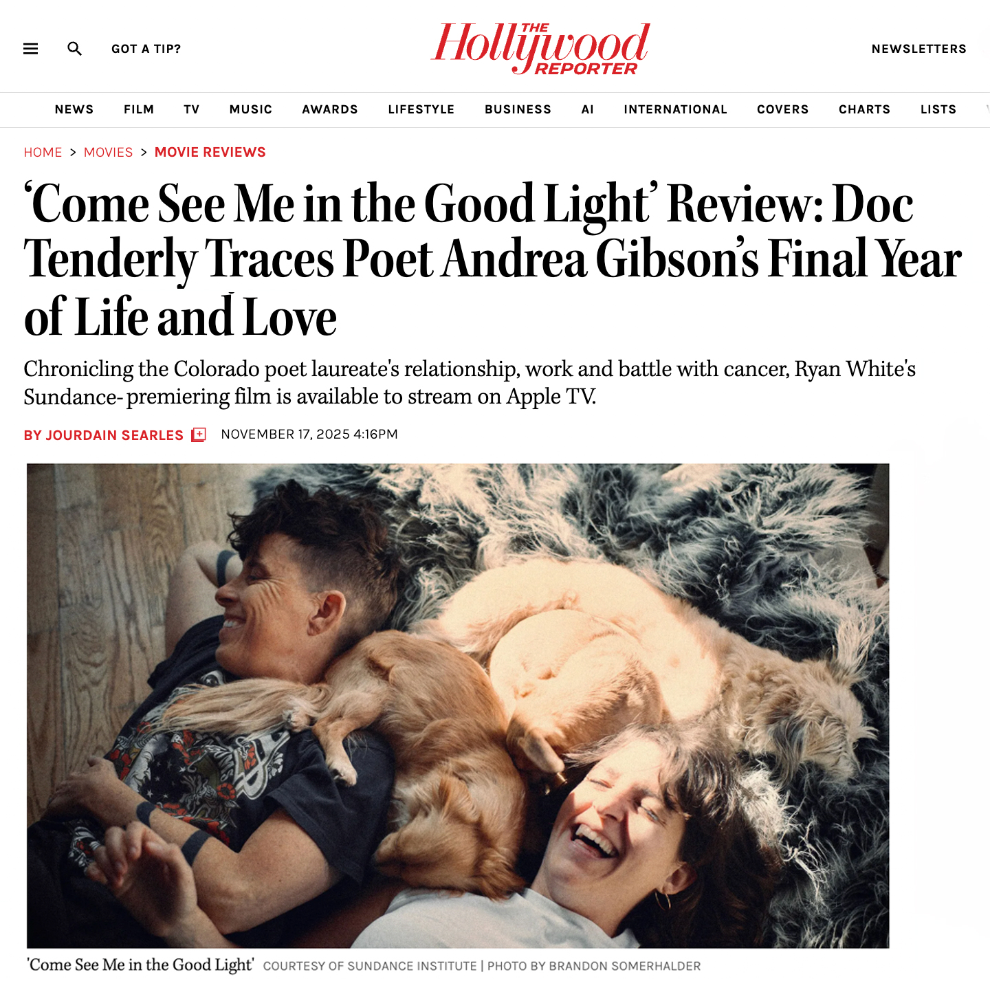 Hollywood Reporter Article